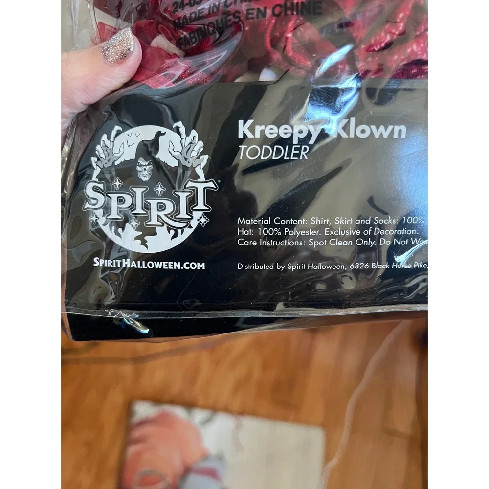 Spirit‎ Halloween Kreepy Klown Toddler Costume Sz 5T 6T Shirt Skirt Hat Socks - Picture 7 of 16